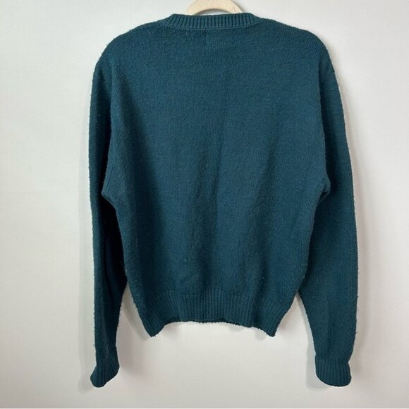 Vintage Jantzen Wool Teal Blue Crewneck Long Sleeve Knit Sweater Men’s Large - Picture 3 of 4